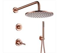 LXYST Or Rose en Laiton Brasseur Salle Bain Mall Bran Diverter Bouxeur maintes Main avec Une Piste précipitation à Ensemble Douche de Luxe, 10 Pouces