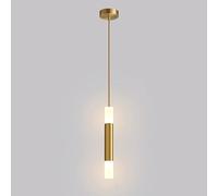 LXYST Pendre Or Long Tube - Lampe Suspendue en métal Ultra-Mince avec Nuance Acrylique, à Suspension Modernes, de flûte linéaire, cylindriques Les Lampes insulaires