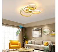 LXYST Plafonnier en Or dimmable Bureau Plafond décoratif 3 Bague Lampe Table Coucher Chambre à Manger Salle de Bain avec Remo, A-52 cm