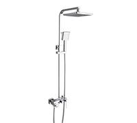LXYST Rainfall Adjustable Height System, Wall Mounted Brass with Overhead Head Shelf Tap, Shower Mixer Set Chrome for Bathroom Hotel