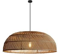 LXYST Rural Farmhouse Basket Wicker Kitchen Island Light Japanese Creativity Hand Woven Rattan Room Hanging Lamp Boho Minimalist Dining Table Chandelier for Living Room/60Cm*12