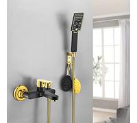 LXYST Set Black Golden, Wall Mounted Bathtub Faucet with Hand Bathroom Cold and Hot Bath Shower Mixer Taps,A