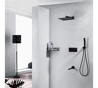 LXYST Sprinkler Sombre Noire plaqué Copporté Mural Copper Hot and Cold Fly Rain Lift Shower 10 Pouces Spray Top Trois Fonctions Belles Pratiques