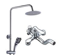 LXYST Stainless Steel with 3 Jets System Height Adjustable Columns Head Rain Faucet Hot and Cold Water Shower Set