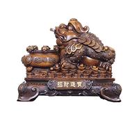 LXYST Table Statue Lucky Feng Shui Ornements Toad Cornucopie Sculpture Résine Artisanat décoration intérieure Attire la Richesse de Bouddha (Couleur: Laiton)