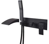 LXYST Tapis lavabo Salle Lopus, Noires Tap Bain baignoires Cascade avec à Main, Jeu Douche de Luxe Mural, Noir