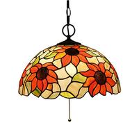 LXYST Témous Pouces Pendentif Vintage Verre Pastorale Tachage Tournesol Ombre 3 lumières Style Plafond Lautres suspendues pour Le Salon de l'allée, B, C