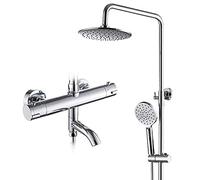 LXYST Thermostatic Mixer Set, 9 in Kits with Overhead Head Multifunctional Brass Chrome-Plated Shower Set-A