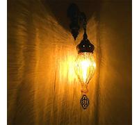 LXYST Turque Mosaïque Crack Vétonnage vitrail Lampe Murale Marocaine Globe en Verre Style Artisanal avec Base Bronze pour lit de Chambre à Coucher
