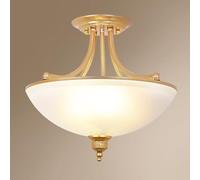LXYST Vintage Lamp Dome Glass Chandelier 3-Lights Semi Flush Mount Light Fixture Retro Metal Close to Ceiling Lamps for Dining Room Bedroom Kitchen Entryway/D