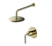 LXYST Wall Mounted Brass Taps Brushed Gold Bathtub Faucets Set with Handheld for Suitable Bathroom Luxury Shower Set,A
