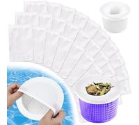 LXYYDS 30 Pièces Pool Skimmer Socks, Filtre Skimmer Piscine, Chaussette Skimmer Piscine, Réutilisable Chaussette Filtre Piscine, Skimmer Nylon Élastique, pour Emprisonner Pollen, Feuilles, Cheveux