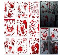 LXYYDS Halloween Fenêtre Autocollants, 9 Feuilles Halloween Décorations Fenêtre Autocollants, Décorations de Halloween Empreinte sanglante Double Face, pour Halloween Fête Porte Plancher