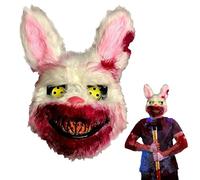 LXYYDS Sanglant Masque de lapin, Masque de horreur de Lapin Halloween pour Enfant Adulte, Réaliste Effrayant Masque de lapin, Halloween Party Cosplay Costume Mascarades Accessoires