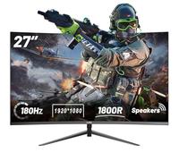LXZ Écran PC Gamer 27 Pouces Incurvé 180Hz - Moniteur Gaming FHD 1920x1080, 1800R, Dalle VA - G-Sync Compatible & FreeSync Premium, Haut-parleurs Intégrés, HDR, VESA 100x100 - Noir