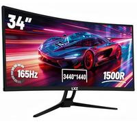 LXZ Moniteur de jeu incurvé 34" 1500R, 3440 x 1440 165 Hz avec FreeSync, grand angle de vision, port d'affichage HDMI - Noir
