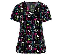 LXZS Uniforme Médical Blouse Médicale Tunique de Travail Manches Courtes T-Shirt Col en V Uniforme Clinique Nettoyage Printemps Été