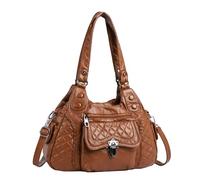 LY&SQ Sac Hobo à Épaule pour Femmes, Sac Fourre-tout Bandoulière Léger en Cuir PU, Sac à Main Décontracté avec Sangle Réglable pour Voyage Quotidien(Brun)