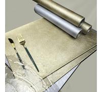 LY4F Lot de 6 sets de table rectangulaires dorés et argentés en similicuir faciles à nettoyer pour salle à manger, décoration extérieure