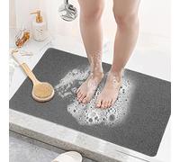 LY4U Tapis de Douche Antidérapant Doux Loofah Anti Moisissure PVC Tapis de Bain pour Cabine de Douche Salle de Bains 50x80cm Gris
