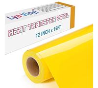 Lya Vinyl 30.5 x 457,5cm Thermocollant Cricut, Rouleau de Vinyle Thermocollant Jaune pour Cricut, Silhouette Cameo, Flex Thermocollant pour Jaune pour DIY Tissu, Vêtements, Sacs