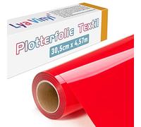 Lya Vinyl 30,5 x 457,5cm Thermocollant pour Cricut, Rouleau de Vinyle Thermocollant Rouge pour Cricut, Silhouette Cameo, Flex Thermocollant pour Rouge pour DIY Tissu, Vêtements, Sacs