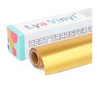 Lya Vinyl 30.5cm x 3,05m Thermocollant Pour Cricut, Rouleau de Vinyle Thermocollant Or pour Cricut, Silhouette Cameo, Flex Thermocollant Or pour DIY Tissu, Vêtements, Sacs