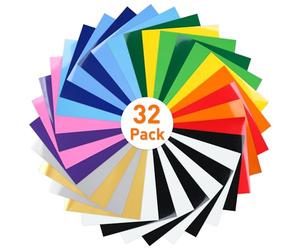 Lya Vinyl 32 Feuilles Vinyle Thermocollant, 30,5 cm x 20,5cm Rouleau de Vinyle Thermocollant Blanc pour Cricut, Silhouette Cameo, Flex Thermocollant pour DIY Tissu, Vêtements, Sacs