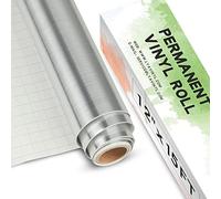 Lya Vinyl Argent Brossé Adhésif, 30 x 457cm pour Cricut, Silhouette Cameo 4, Rouleau Métallique Permanent pour Cadeaux de Bricolage, Mug