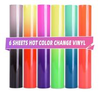 Lya Vinyl Lot de 6 feuilles de vinyle adhésif permanent à changement à chaud pour Cricut, 30,5 x 25,4 cm
