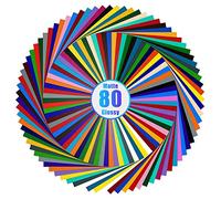 Lya Vinyl Lot de 80 feuilles de vinyle autocollant permanent pour Cricut, 40 feuilles mates et 40 couleurs brillantes pour découpe CRI et silhouette, décoration de fête, autocollant, emporte-pièce,