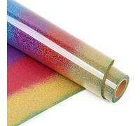 "Lya Vinyl Vinyle de Transfert Thermique à Paillettes Arc-en-Ciel, 12 x 5 Pieds, Vinyle HTV à Paillettes pour Cricut, Silhouette Cameo, Fer à Paillettes sur Vinyle pour Tissu, Chapeau, Tissu