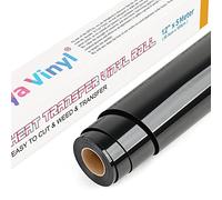 Lya Vinyl Vinyle Thermocollant Noir 30,5 cm × 5 m,Film Flex Textile HTV Compatible Cricut et Silhouette Cameo,Film de Transfert à Chaud pour T-Shirts, Textiles et Projets DIY (Noir)