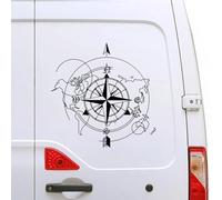 LYABYT Autocollant Mural de Boussole de Voiture, Carte du Monde, Autocollant de remorque de Camping, Accessoires de réglage Automatique, pour Caravane, Camping-Car, Vanlife RV