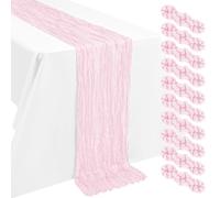 LYAFS Lot de 10 Chemins de Table Bohèmes en Gaze Rose Clair 55x300 cm