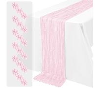 LYAFS Lot de 6 Chemins de Table Bohèmes en Gaze Rose Clair 45x275 cm