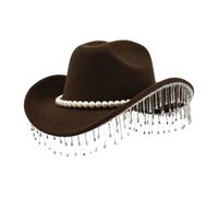 lyanny Chapeaux De Cowboy Pour Les Femmes,Large Bord Étincelant Et De Mode Tendance - Chapeau De Cowgirl Western Avec Paillettes Et Strass | Pour Fête Célébration Cosplay Séance De Photographie Soirée