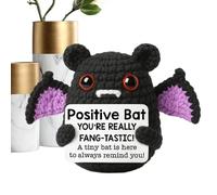 lyanny Chauve-souris au crochet, animaux tricotés pour Halloween, décoration amusante et inspirante avec carte pour bureau, remise de diplôme, anniversaire, Noël, maison, lieu de travail