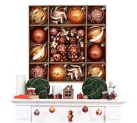 lyanny Décorations De Noël en Boules | 46 Pièces Marron Assorties | Boules d'arbre Incassables Décorations De Noël,pour Mur, Fenêtre, Porte, Manteau, Chambre, Salon, Ferme, Extérieur, Fêtes, Hiver