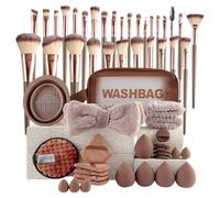 lyanny Ensemble de brosses de maquillage, pinceaux à paupières | Kit d'applicateurs de poudre de carter de fond de teint 56x Kit d'applicateurs,Ensemble d'outils de maquillage avec sac d'organisateur