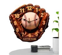 lyanny Horloge Murale | Horloge Décorative sur Le Thème du Baseball | Accessoire en Bois Créatif pour Chambre d'enfant, Salon, Bureau et Cuisine