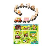 lyanny Jouet en Bois Train À Jouet | Train en Bois Ferme Rurale - Jeu de Chemin de Fer sur Table pour Filles Garçons dès 18 Mois