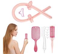 lyanny Kit de bigoudis sans chaleur, ensemble de boucles sans chaleur | Bandeau de tige de curling sans chaleur avec ensemble de chouchous peigne,Peigne de de cheveux de bandeau de tige de friser sans