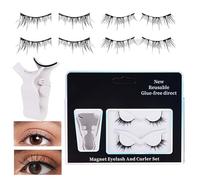 lyanny Kit de cils magnétiques, cils magnétiques avec applicateur,Sans colle ni eye-liner 2 paires de cils magnétiques réutilisables | Maquillage des yeux, bandes de cils longue durée, kit d'extension