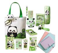 lyanny Lot De Papeterie Mignon | Trousse Panda avec Marque-Page Magnétique et Broche,Gomme Carnets Stylos Règles Notes Autocollantes pour Étude École Filles Garçons