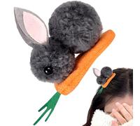 lyanny Pince à cheveux lapin mignon, pince lapin pour cheveux - Pince à cheveux lapin avec épingles à cheveux carottes - Pince à cheveux élastique en forme de lapin en peluche, accessoires pour