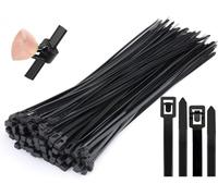 Lyaor 100 PCS Cable Tie Réutilisable 4.8x300mm Résistant Collier de Serrage Plastique Attache Câble Noire Nylon Serre Câbles Collier de Serrage Plastique Résistant aux UV