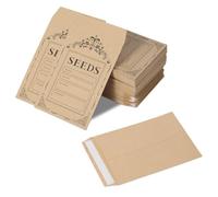 Lyaor 100 PCS Enveloppe Autocollante en Papier Kraft 9x13cm Sachet Respirante sans Enduit pour Graine Petit Sac Emballage pour Salaires Graines Pièces de Monnaie Perles Timbres