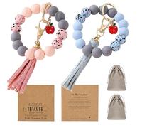 LYART Lot de 2 bracelets de reconnaissance pour enseignants, cadeaux en vrac pour femme, avec cartes de remerciement de la part d'un étudiant, bracelet en silicone pour enseignant, Medium, Silicone