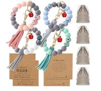 LYART Lot de 2 bracelets de reconnaissance pour enseignants, cadeaux en vrac pour femme, avec cartes de remerciement de la part d'un étudiant, bracelet en silicone pour enseignant, Medium, Silicone